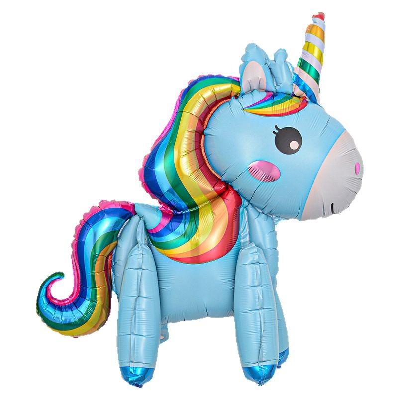 Dibujos animados montaje tridimensional unicornio película de aluminio globo 3D pony Baoli decoración de escena de cumpleaños para niños globo