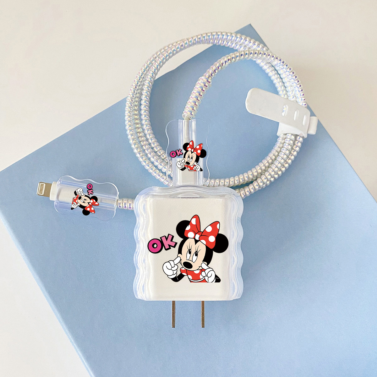 Apple 20w-E3 미니 오버레이 헤드기어 + 물결선 클립 + 1m 레이저 흰색 로프 + 흰색 스트랩