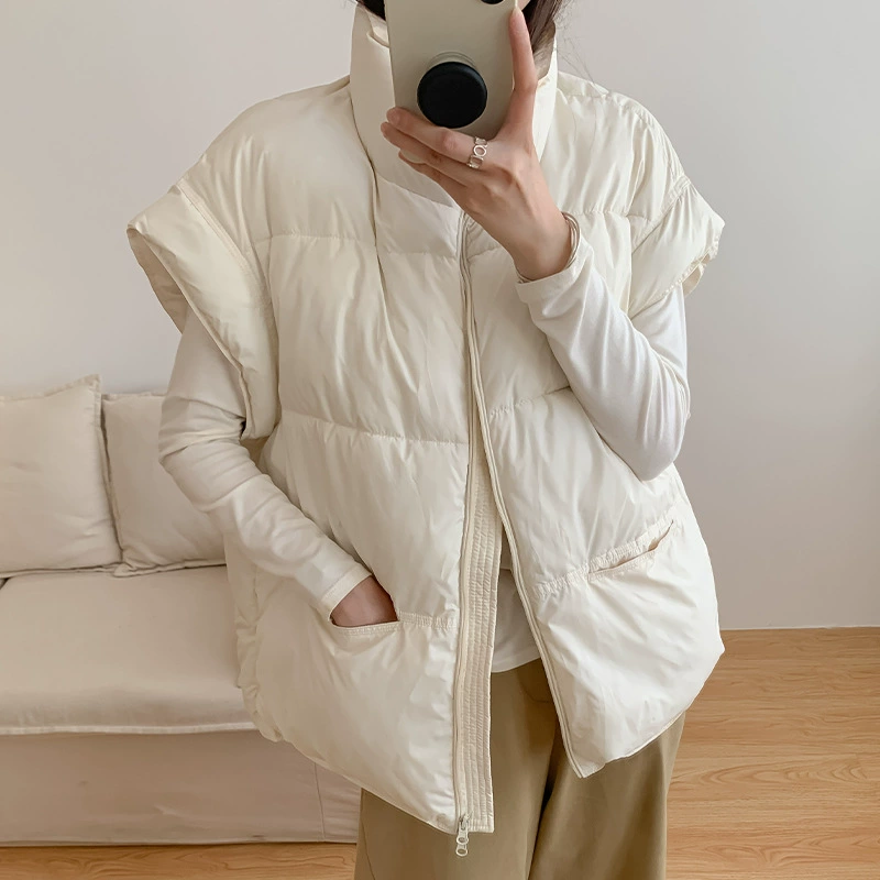 2025年秋冬季新款小个子短款立领羽绒棉马甲女宽松面包服坎肩外套