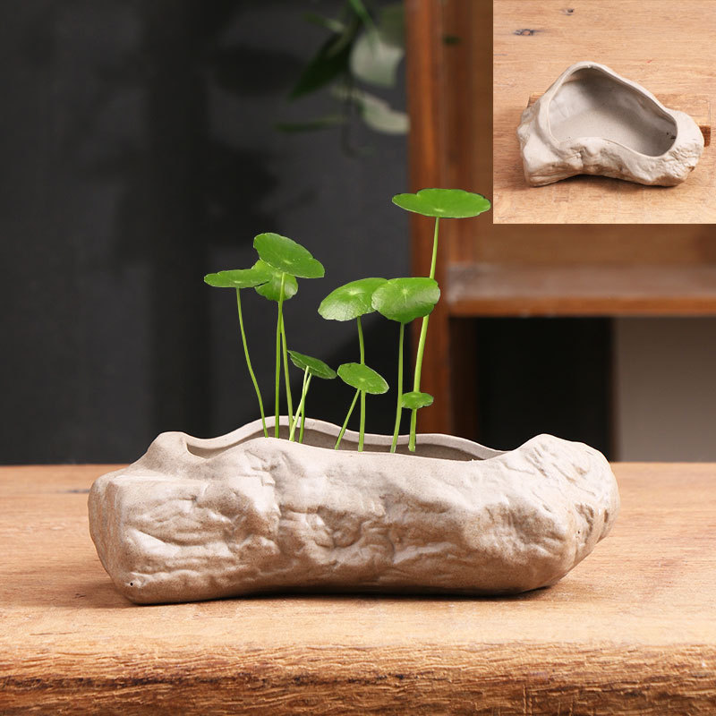 Imitation stone non-porous copper money grass special size ceramic flower pot household bonsai daffodil water culture ware clearance wholesale Imitation stone non-porous copper money grass special size ceramic flower pot household bonsai daffodil water culture ware clearance wholesale