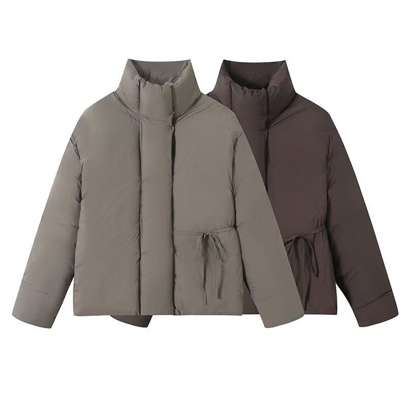 Pb&Za Cross-Border Supply 2025 Winter New European and American Style Fashionable Long-Sleeved Lace-Up Cotton Jacket 3833249