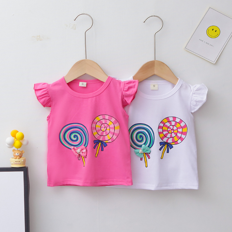 Casual Candy Flower Printing Cotton Girls Clothing Sets display picture 5