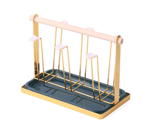 Discipline-based integrated water cup holder Nordic light luxury drainage rack household upside-down storage glass cup holder desktop ironwork cup holder