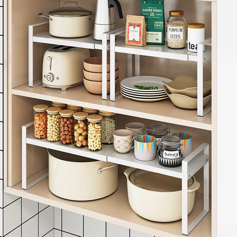 Shelf inside the cabinet, kitchen adjustable storage rack, divider cabinet, storage counter, double sink, spice rack, table