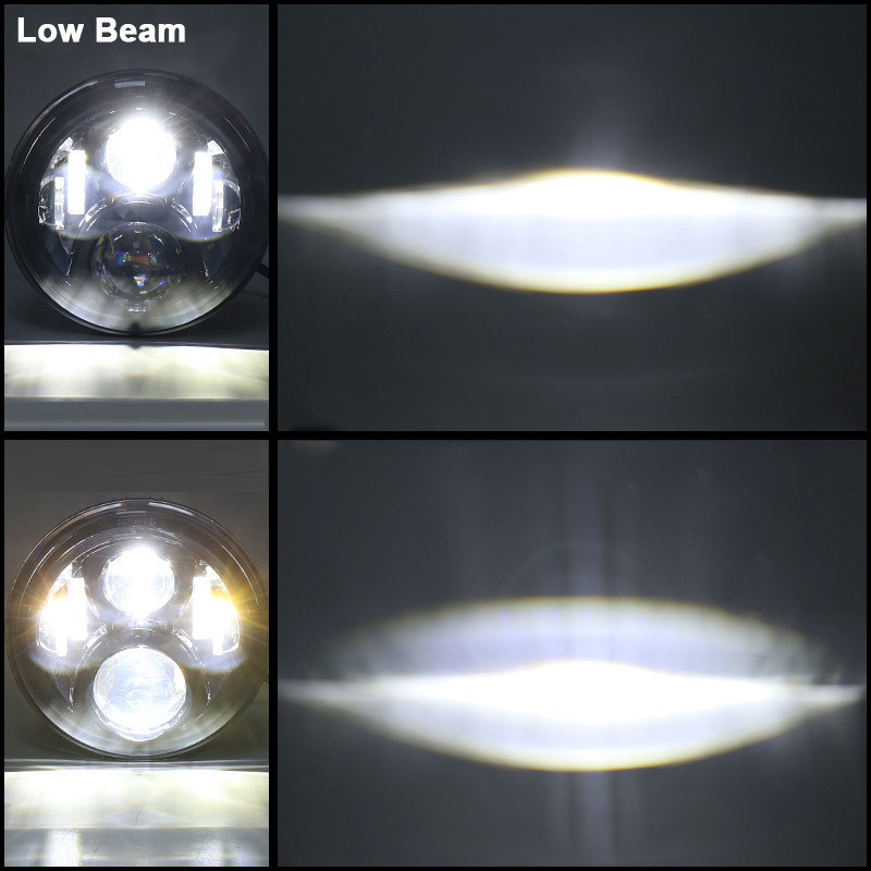 7inch Harley Wrangler Headlight 6-Bead 60W Modified Off-Road Motorcycle Led Headlight with Angel Eye White and Yellow