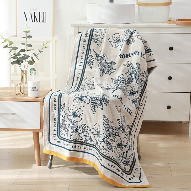 Wholesale colored cotton pure cotton bath towel, four-layer gauze, extra-large size for men and women, soft and absorbent, suitable for home use, adult bathing and beach towel
