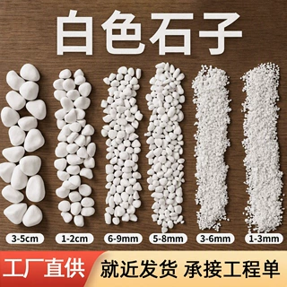 工厂批发白色石子白色鹅卵石胶粘石白碎石磨石地坪雨花石白云石