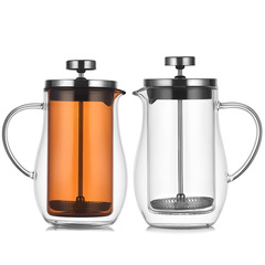 Double-layer French press pot glass coffee pot double-layer insulated coffee utensils household filter sharing pot colored glass pot
