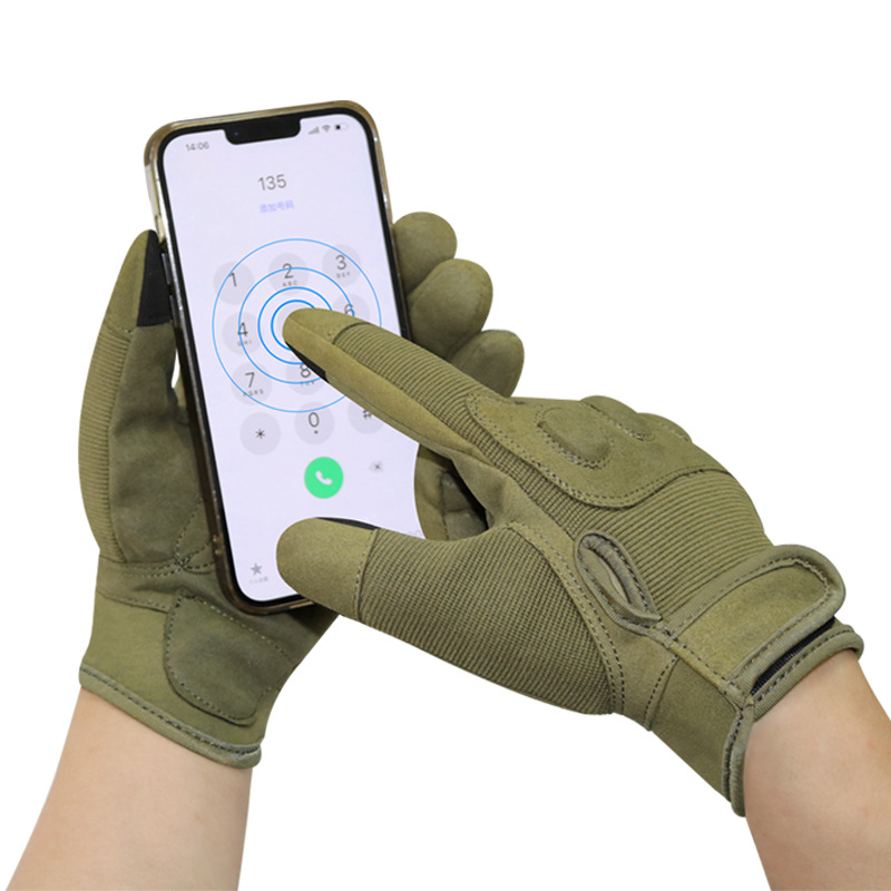 Fabricantes al por mayor guantes tácticos al aire libre de todos los dedos ciclismo deportivo pantalla táctil verde militar caminata entrenamiento de montaña antideslizante protección solar