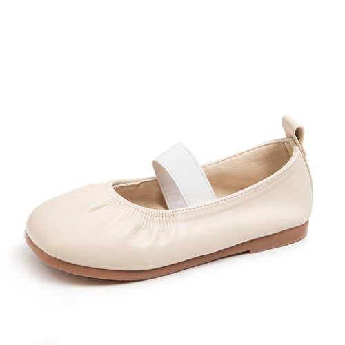 Spring Girl's Leather Shoes 2024 New Korean Version Little Girl Soft Face Soft Sole One-Put-on Princess Shoes Children's Single Shoes