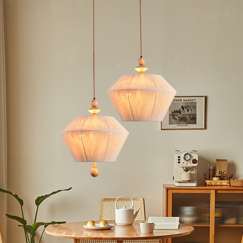 lámpara de dormitorio de madera sólida medieval, viento tranquilo, sala de estar retro, lámpara de algodón, lámpara de tejido de restaurante japonés
