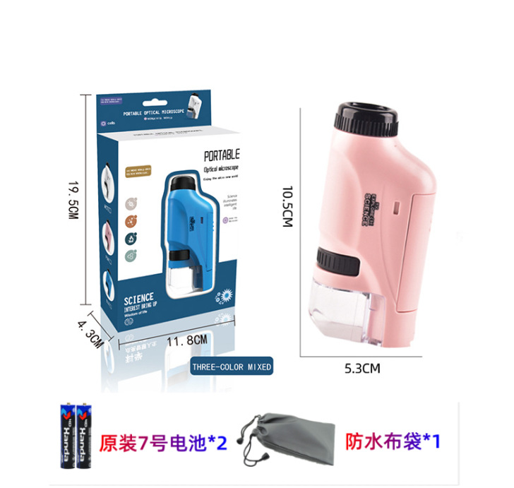 Microscopio portátil de mano para niños luz experimento de ciencia biológica niños Regalo De estudiante juguetes educativos