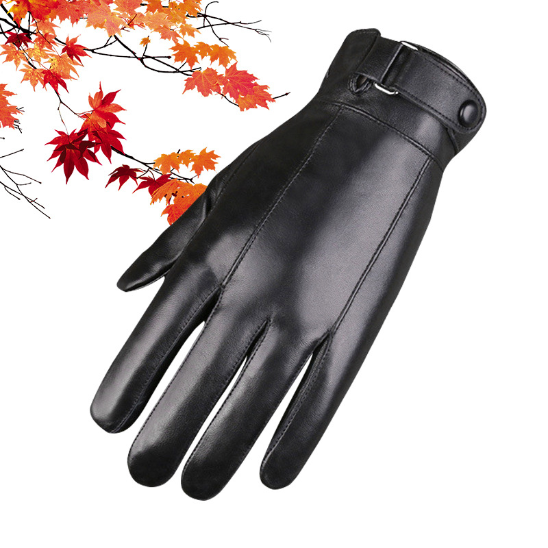 Otoño e Invierno guantes de piel de oveja de los hombres al aire libre de conducción a prueba de frío caliente real piel de oveja moda pantalla táctil guantes de cuero