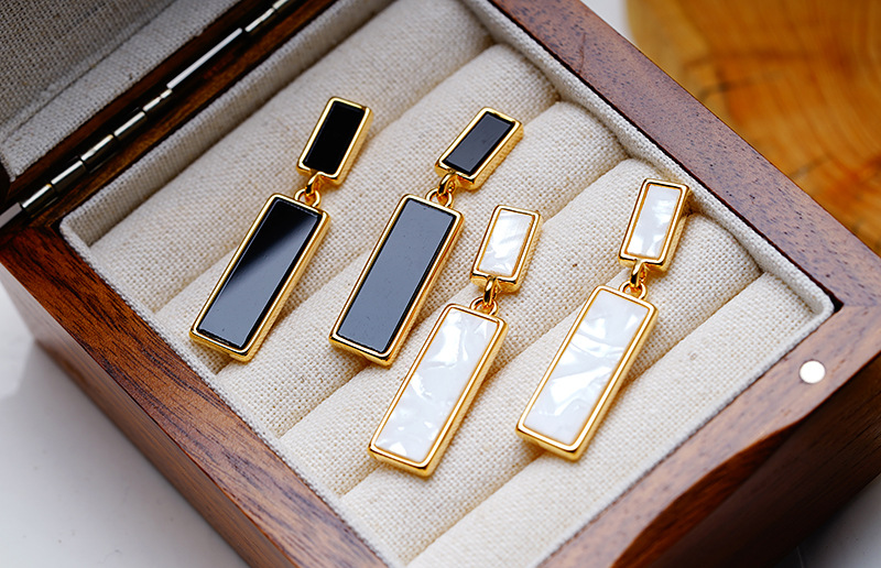 Fashion Rectangle Copper Plating Drop Earrings 1 Pair