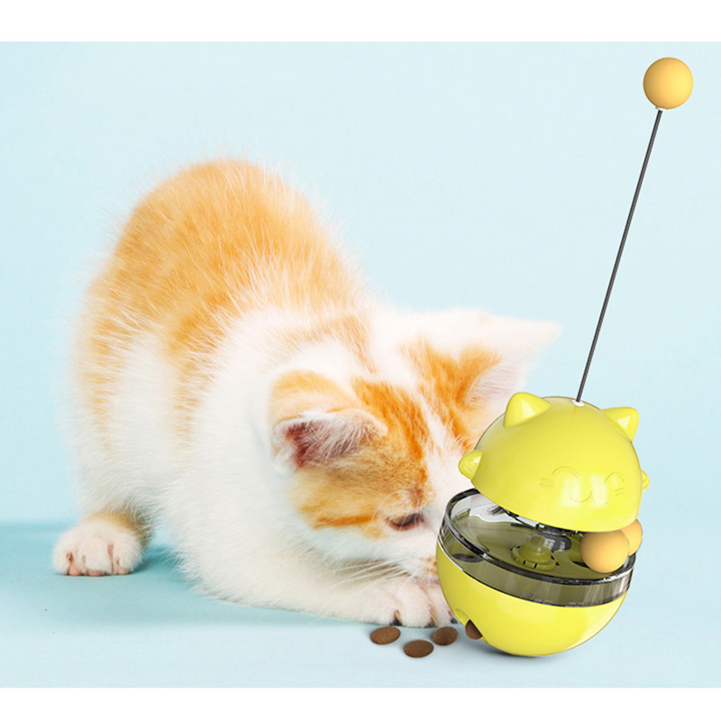 Mascota gato juguete varilla larga divertido gato palo molar bola giratoria pequeño vaso auto-Hola bola giratoria fuga de alimentos juguete