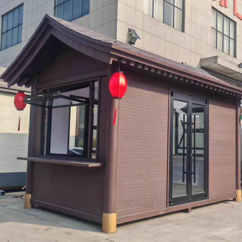Área escénica al aire libre anti-corrosivo chalet de madera quiosco móvil popularidad en línea antiguo parque quiosco de venta de boletos bocadillos