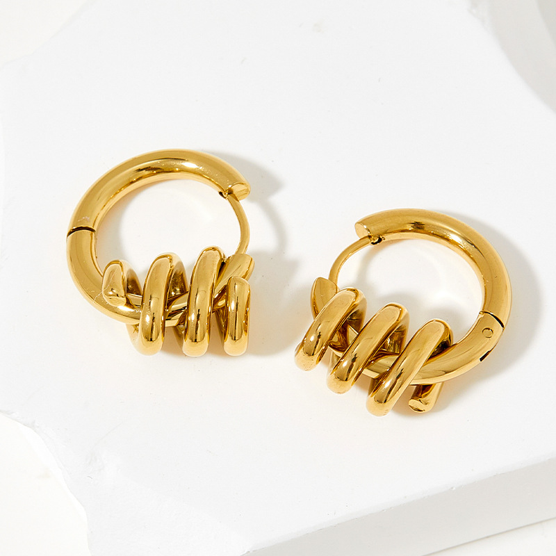 16K Real Gold Plated, Platinum Plated Plating Material No Inlaid Inlay Material Fashion Geometric Stainless Steel Plating Earrings 1 Pair