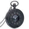 Retro pocket watch, quartz black necklace