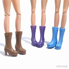 新款娃娃鞋子巴芘娃娃配件鞋6分娃高筒系带马丁靴机车靴骑士