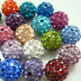 High quality 10mm6 row straight hole AB soft clay Shambhala beads double hole loose beads diamond ball bracelet beads white black