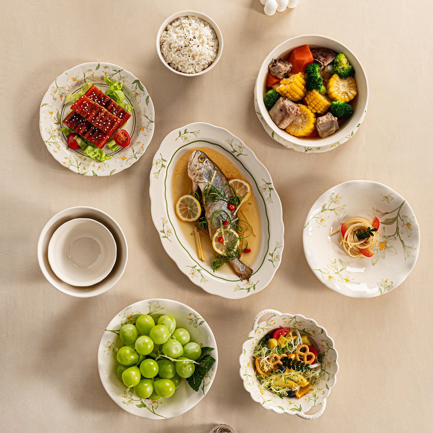 Chunting Garden lenguaje tazón de cerámica personalizado tazón de arroz de alto valor de cara tazón de orejas pequeños platos frescos platos de platos domésticos
