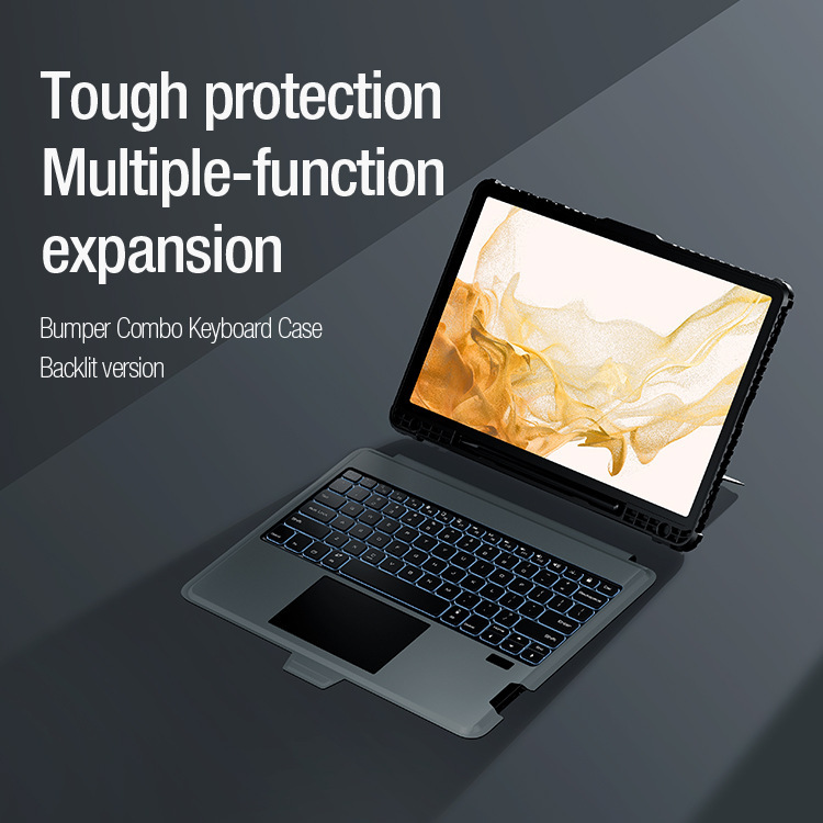 Nillkin Is Suitable for Samsung Tab S8 Plus Bluetooth Keyboard Protective Cover S7Fe Tablet Flip Leather Case Nillkin Is Suitable for Samsung Tab S8 Plus Bluetooth Keyboard Protective Cover S7Fe Tablet Flip Leather Case