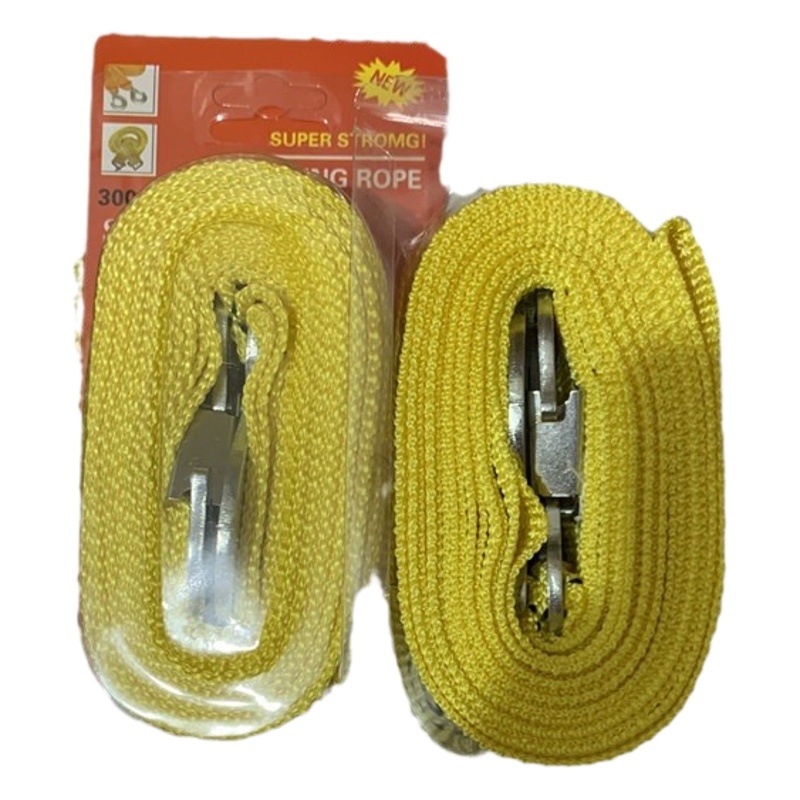 Nylon double flat rope fluorescent traction rope car strong trailer rope 3 tons 4 meters trailer with card packaging