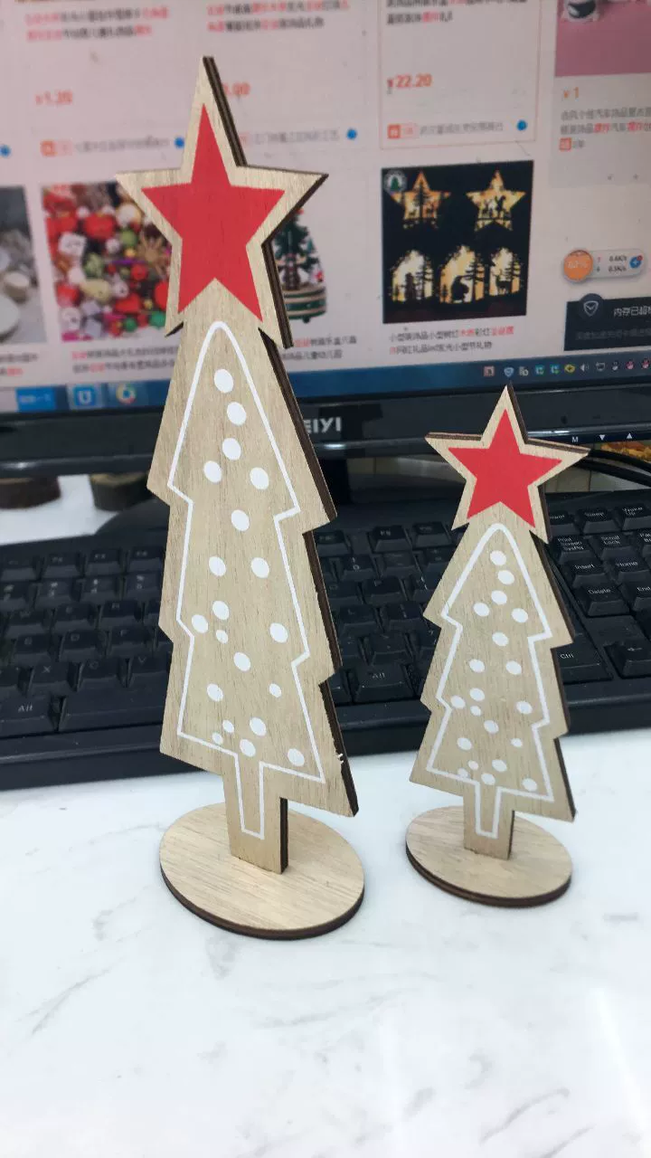2021 Новое рождественское деревянное украшение винтажное деревянное с пятиконечной звездой настольная витрина маленькие украшения 2 дюйма
