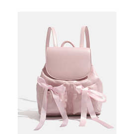 CHARHP&KEJNT官方正品背包夏季芭蕾运动风甜美蝴蝶结双口袋双肩包