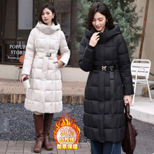 2025冬季专柜品质收腰羽绒服女士长款过膝新国标90白鸭绒时尚外套