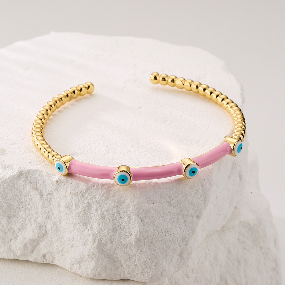 Fashion Simple Style Devilu0027S Eye Color Block Copper Bangle