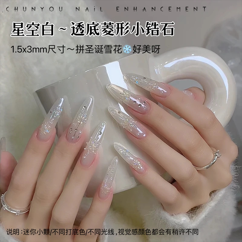 Nuevo diamante de zircón mini estrella blanca de Navidad manicure diamantes de nieve manicure joyas de zircón al por mayor