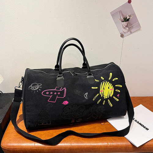 Large-capacity short-distance travel bag company promotional gift for men and women universal fitness top-handle bag printed crossbody bag wholesale