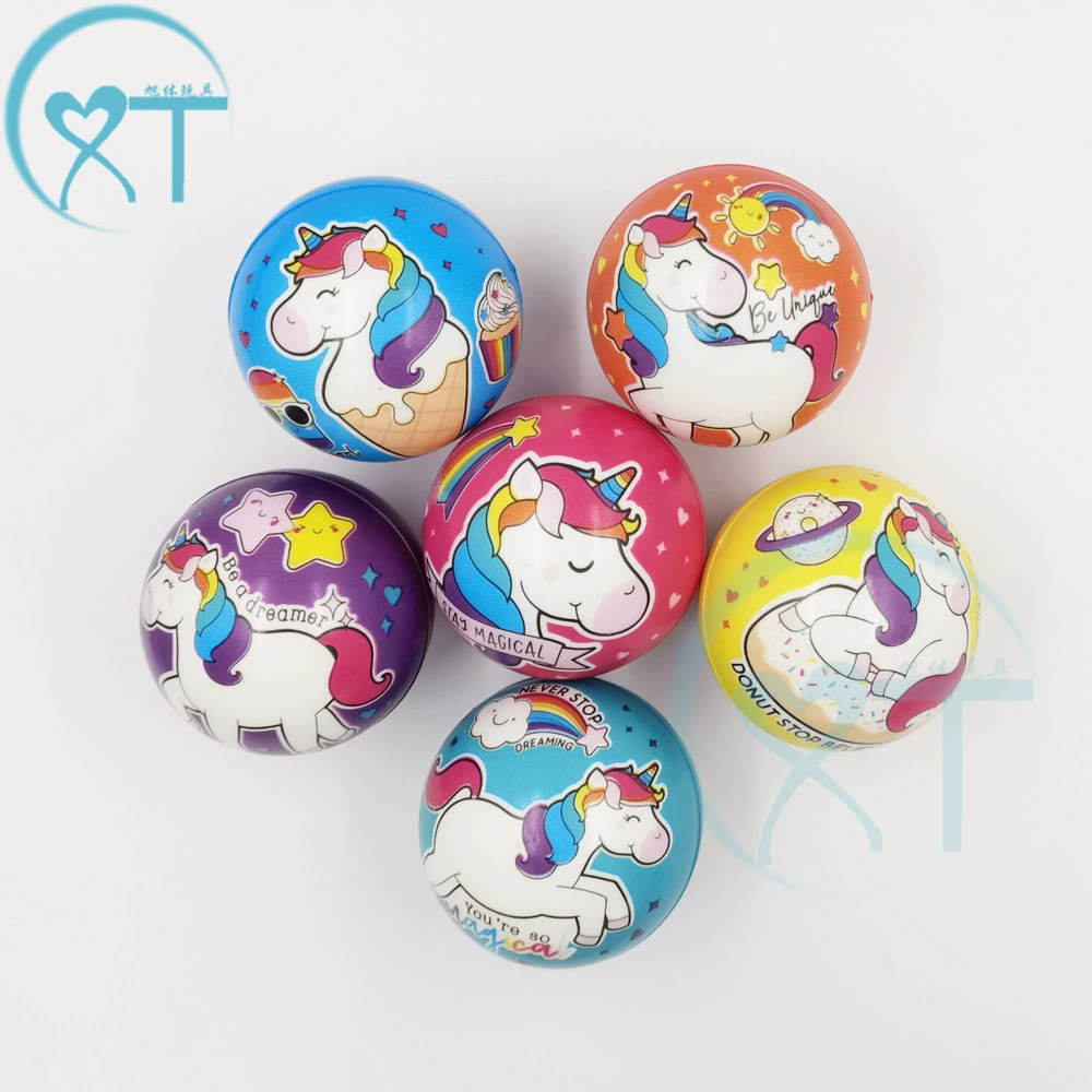 Трансграничный Новый декомпрессионный мультяшный вентиляционный мяч Pu 63mmpu мяч Единорог Пена Губка нажимной мяч оптом