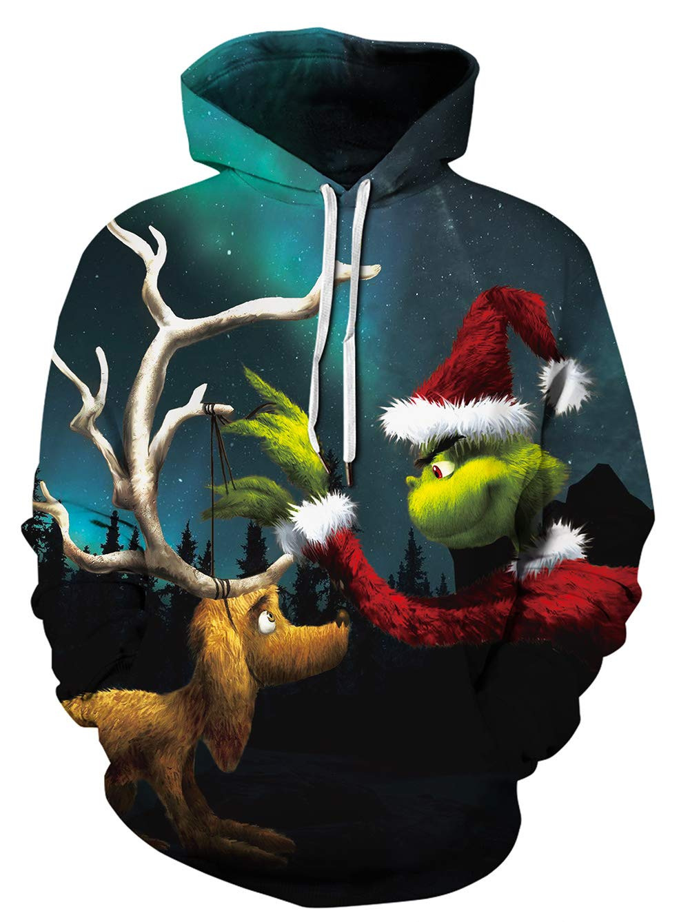 Primavera y otoño Navidad suéter con capucha impresión digital 3D hombres y mujeres con la misma tendencia suéter casual suelto