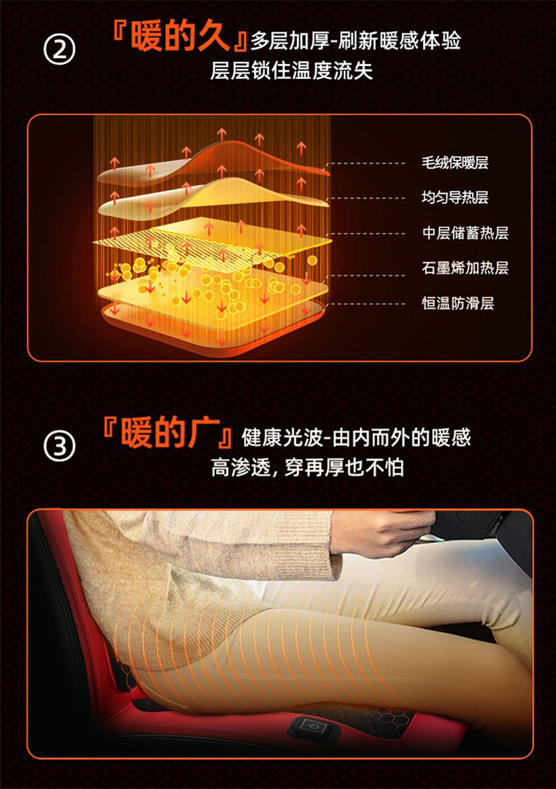 Car Heated Seat Cushion Graphene Winter 12V24V Universal Car Electric Heated Plush Seat Cushion Car Seat Cushion