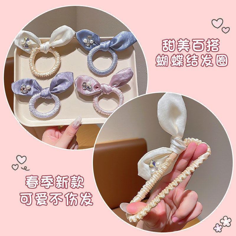 Temperamento infantil princesa arco de viento anillo de cabello chicas dibujos animados lindas bolas de cabello cuerda de cabello bebé toque de banda de goma
