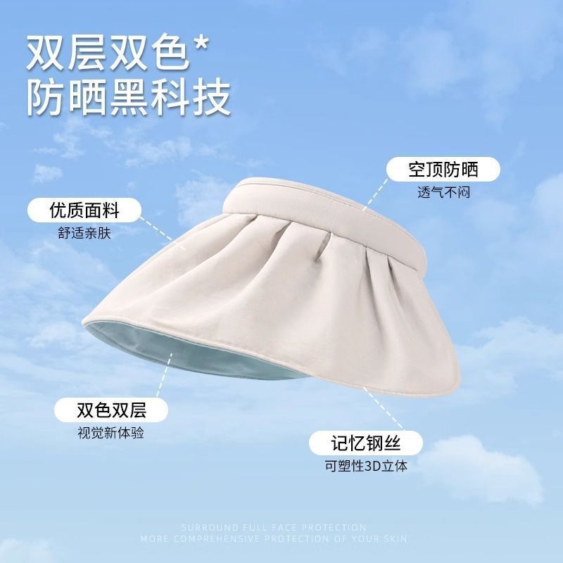 UPF50+ 日焼け防止帽子女性の夏の抗 UV 中空トップサンハット多用途フェイスカバーヘアフープサンハットシェルハット|undefined