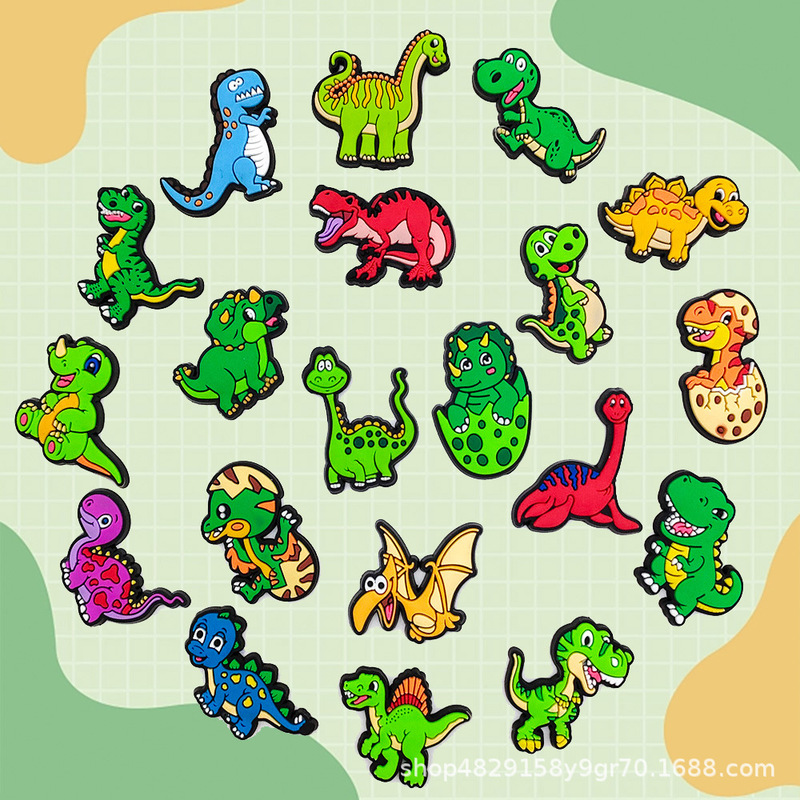 Cartoon Dinosaur 20 Cute Kidsren's Crocs Shoe Buckles and Shoe Flowers DIY Zhibi Star Soft Rubber Croc Accessories