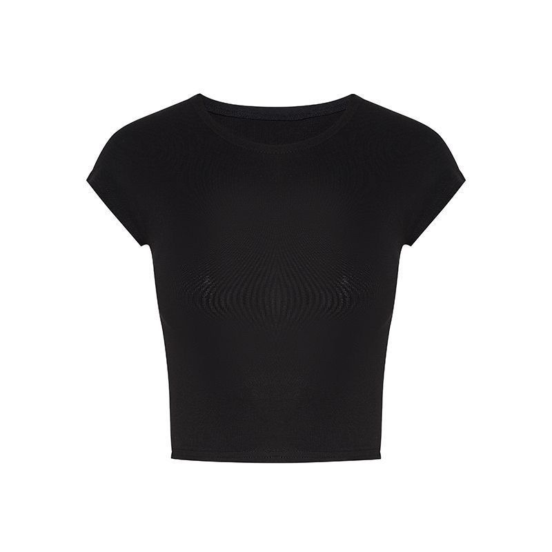 El diseño de la camiseta delgada de umbilical es simple y de color sólido de verano, camiseta de manga corta casual para mujeres nuevas chicas calientes image 5