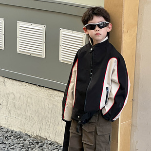 Boys' Handsome Spring and Autum Outwears 2025 Autum New Kidsren's Korean Style Motorcycle Clothing Small and Medium-Sized Kidsren's Fashionable Loose Tops