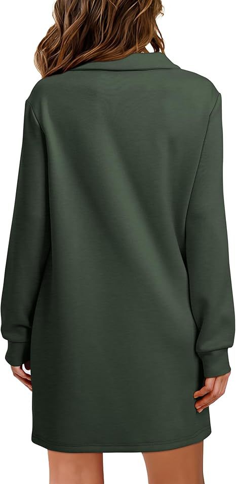 Women Clothing Collared Long Sleeve Casual Solid Color Sports Sweater Dress