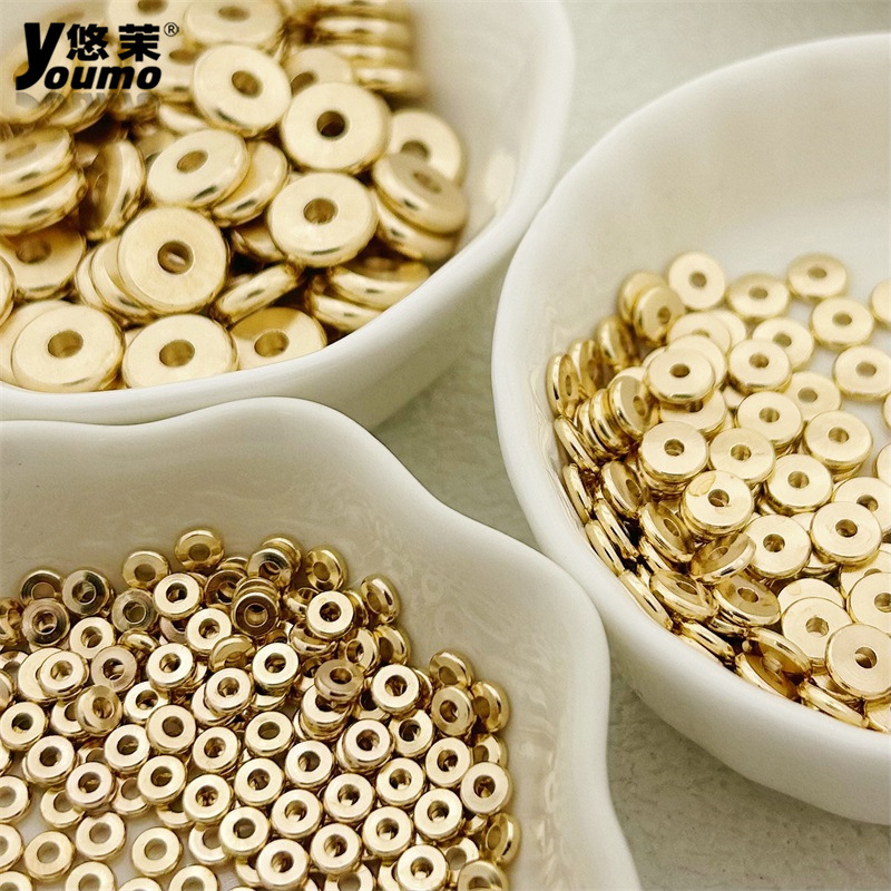 Brass spacer diy Wenwan bracelet flat glossy plain Abacus wheel loose beads gasket Xizang jewelry accessories material