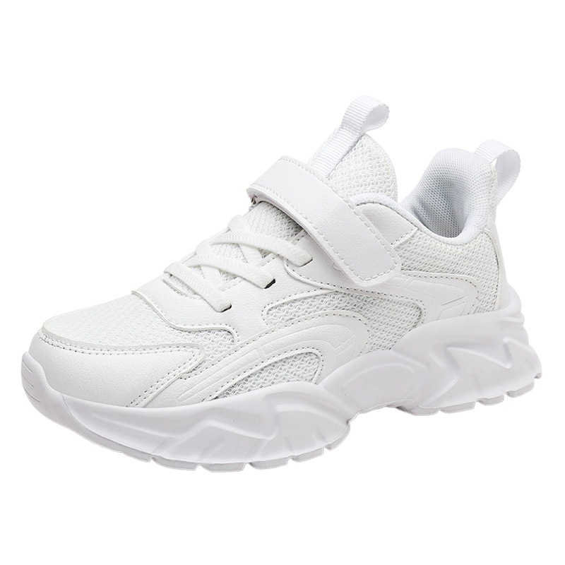 Zapatos de los muchachos al por mayor zapatilla de deporte otoño nuevos zapatos de malla de fondo suave niños medianos y grandes niños malla blanca zapatos estudiantes