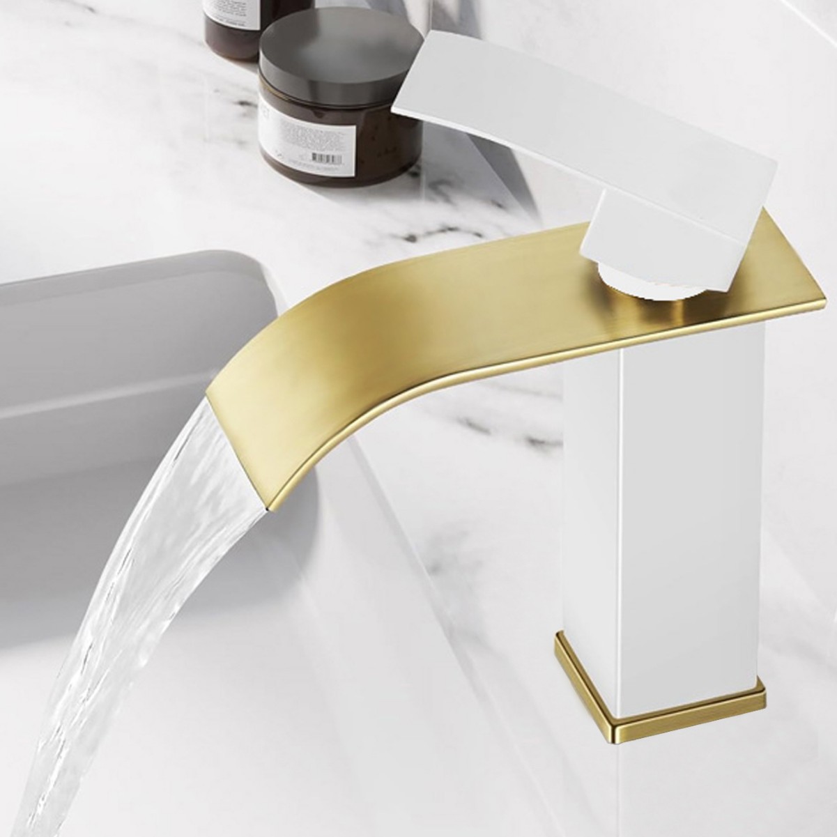 Waterfall negra transfronteriza lavabo grifo LED baño frío y caliente lavabo lavabo sobre encimera lavabo de un solo orificio