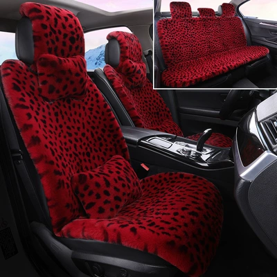 Faux Rabbit Fur Universal Car Seat – Multi-function pad - burgundy-full-car-five-seater-luxury-version
