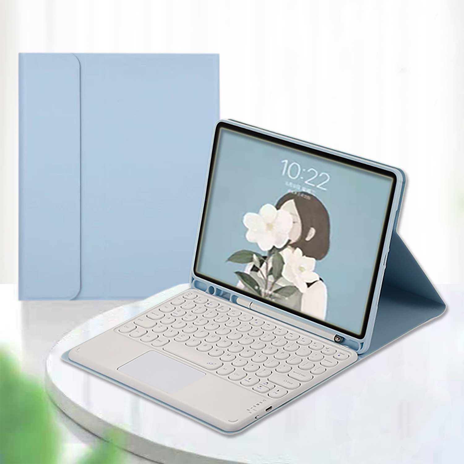 iPad 蓝牙 键盘 带笔槽 平板 皮套 全包 防摔 无线