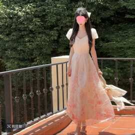 碎花连衣裙洛神花语夏季甜美可爱财阀千金显瘦连衣裙