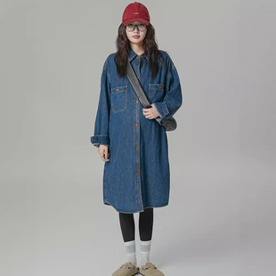 Autumn and Winter New Maternity Clothes Korean Loose plus size Dress Denim Skirt Casual Long Pregnant Women Skirt Casual Top