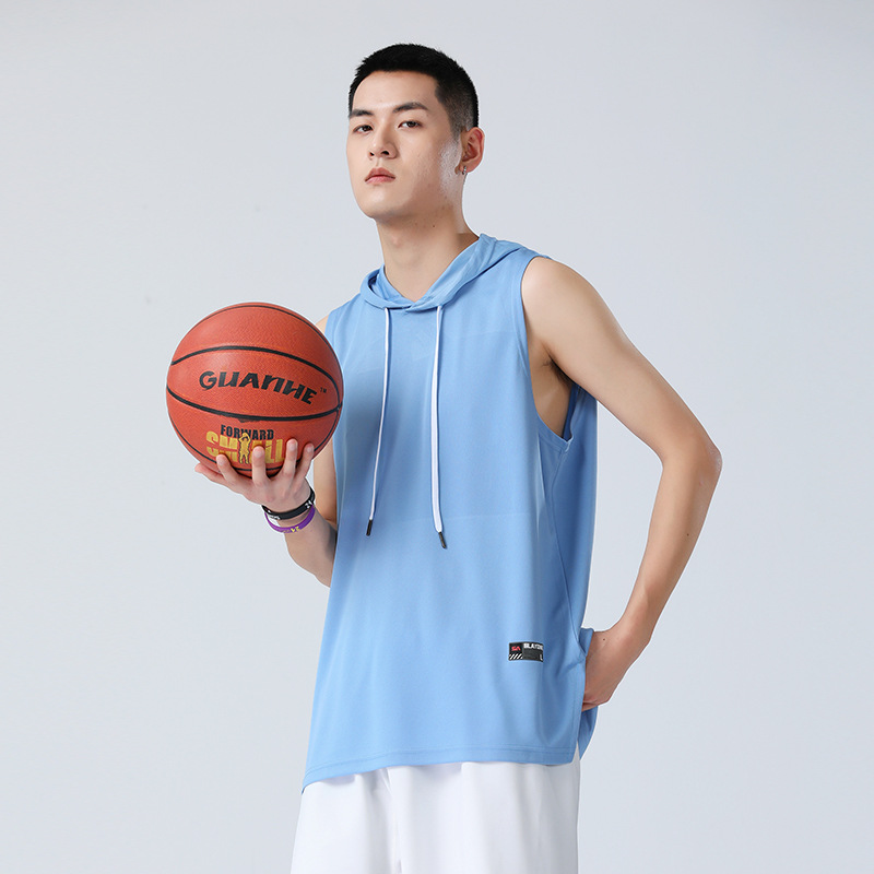 Verano con capucha Chaleco de los hombres al aire libre baloncesto deportes camiseta sin mangas ropa de fitness chaleco suelto camiseta sin mangas de los hombres